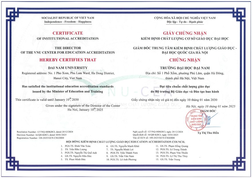 Giấy chứng nhận kiểm định chất lượng Cơ sở giáo dục chu kỳ 2